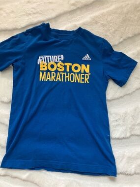 adidas Blue Short-Sleeve "Future Boston Marathoner" Graphic Tee